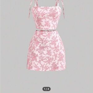 Pink & white floral top and skirt set